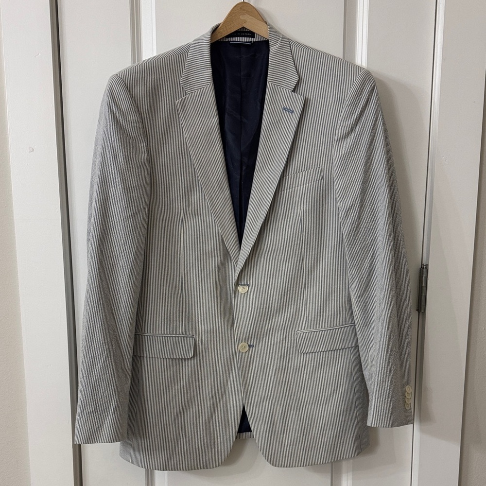 Tommy Hilfiger Light Blue Seersucker Blazer
